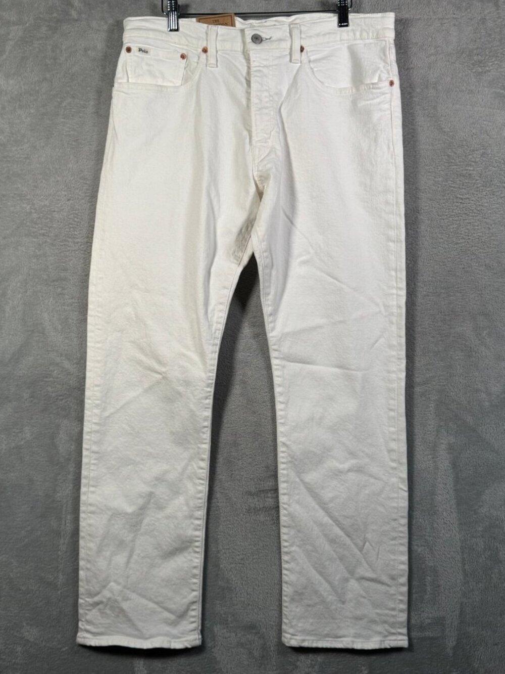 Polo Ralph Lauren Jeans Mens 33x30 White Hampton RELAXED Straight Stretch Denim